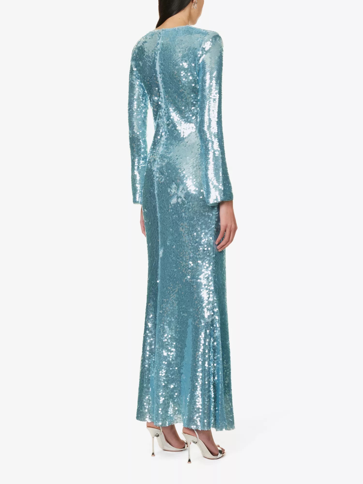 Self Portrait Sequin-embellished stretch-woven maxi dress back view