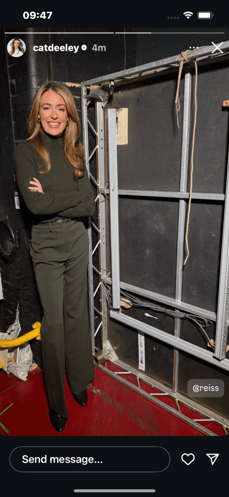 where to get all Cat Deeley this Morning outfits green ribbed polo neck green trousers trousers what is Cat wearing 23 January 2025 Photo Cat Deeley