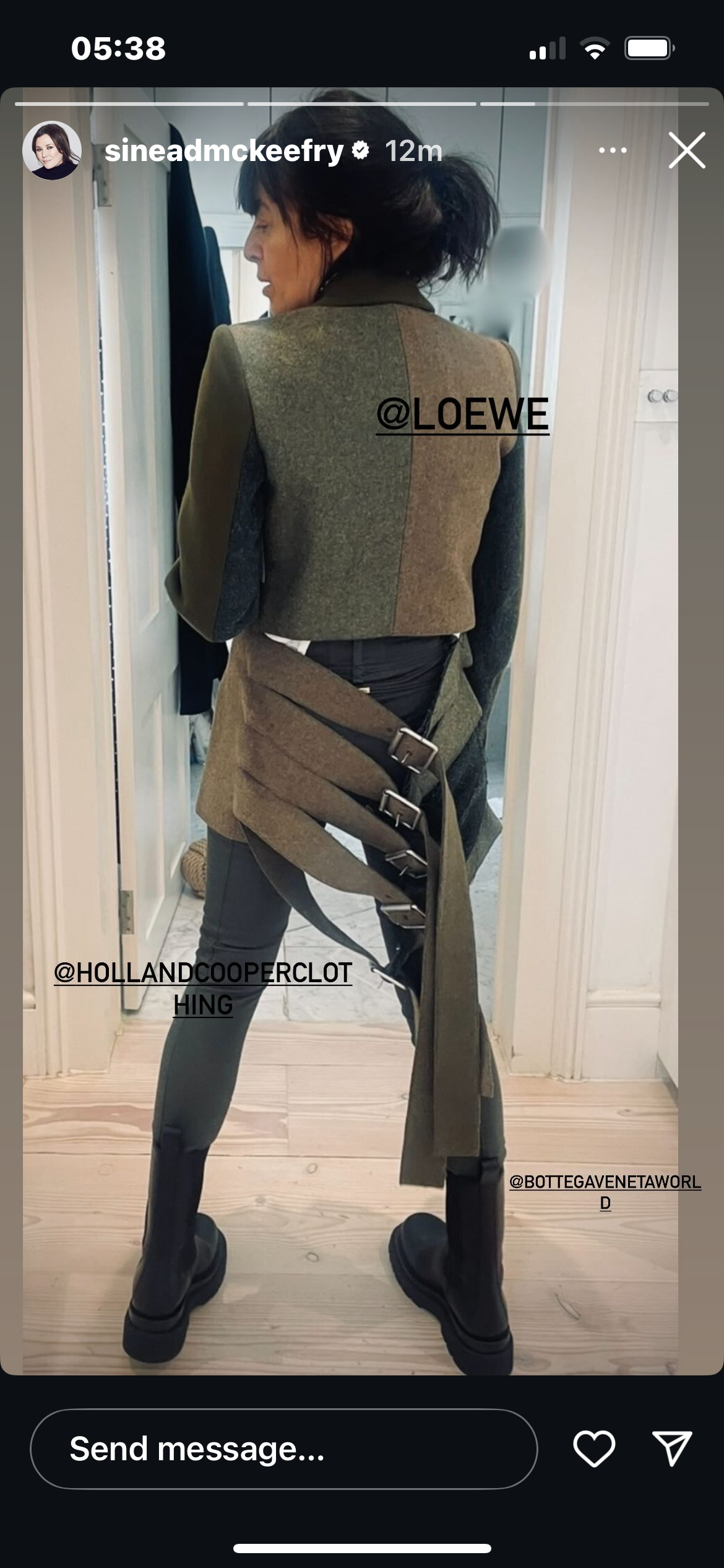 where to get all claudia Winkleman the Traitors outfits colour block blazer black jeans black chunky ankle boots what is Claudia wearing 1 January 2025 Photo Sinead MicKeefry