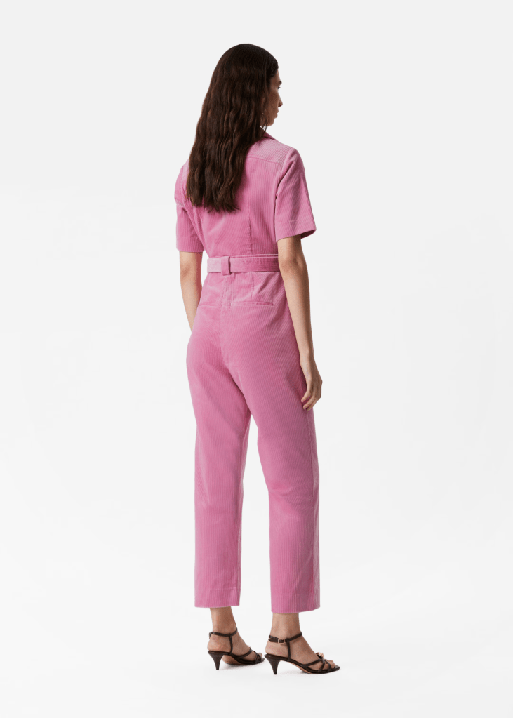 & Other Stories Corduroy Belted Jumpsuit pink back view