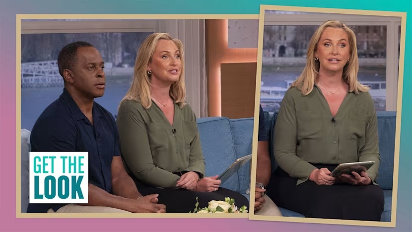 What is Josie Gibson wearing on This Morning today kahki shiet black maxi skirt what is Josie wearing today 21 April 2025 Photo ITV