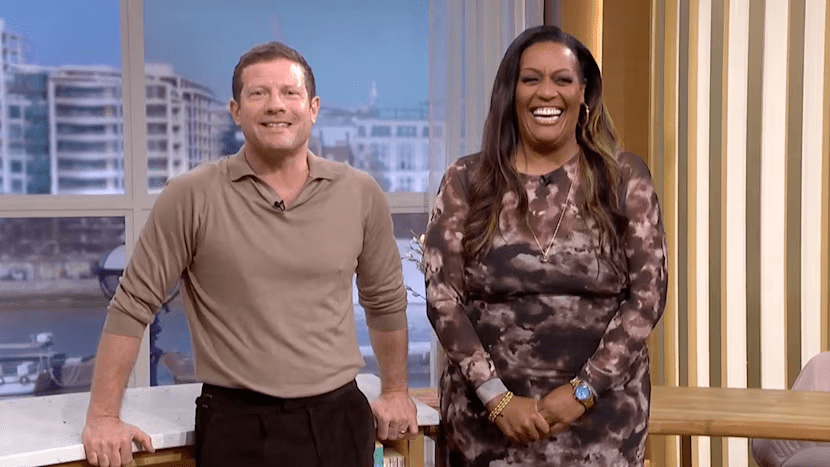 where to get all Alison Hammond This Morning outfits rbrown ink print mesh midi dress what is alison wearing 16 April 2025 Photo ITV