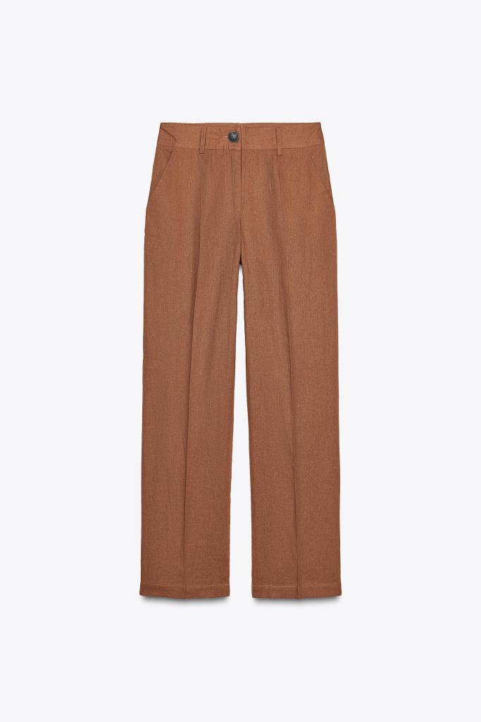 Zara Linen Blend Straight Trousers