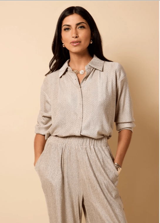 Little Mistress Brown Plissé Shirt