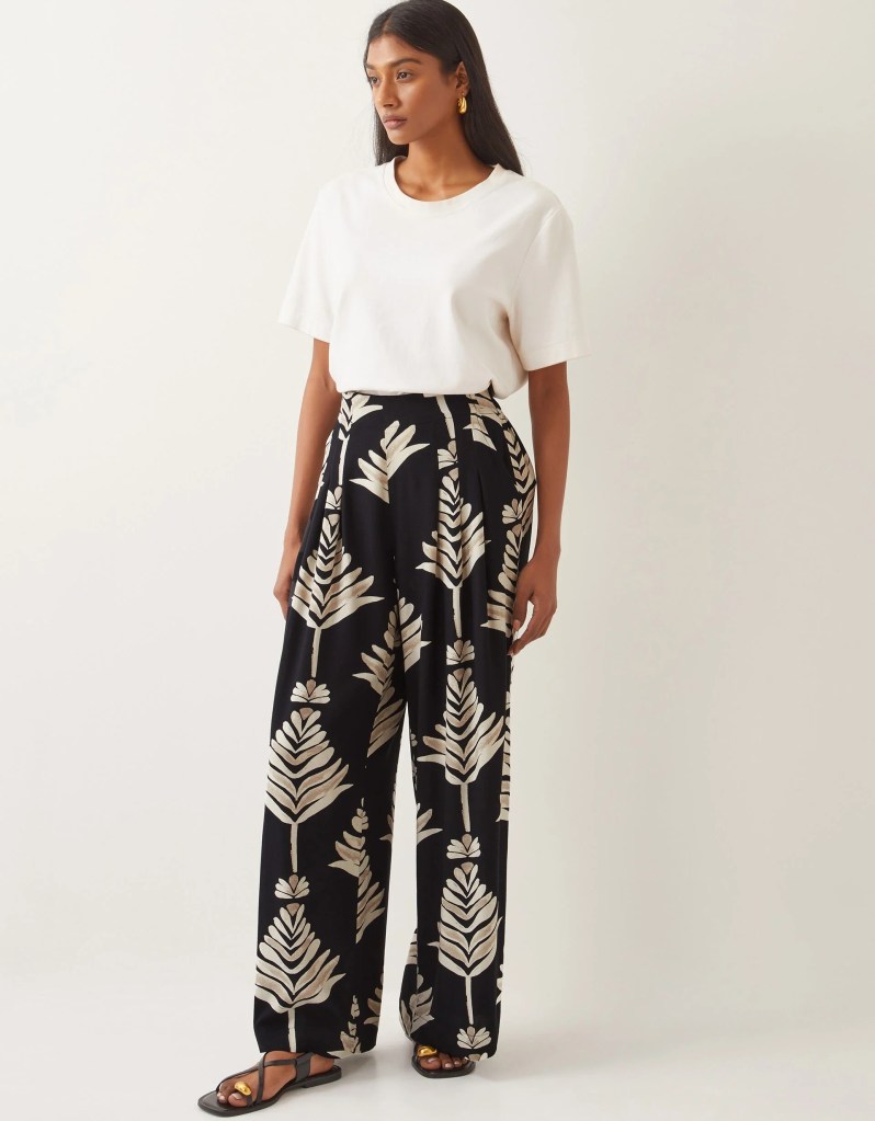 Monsoon Pamela Linen Blend Wide Leg Trousers