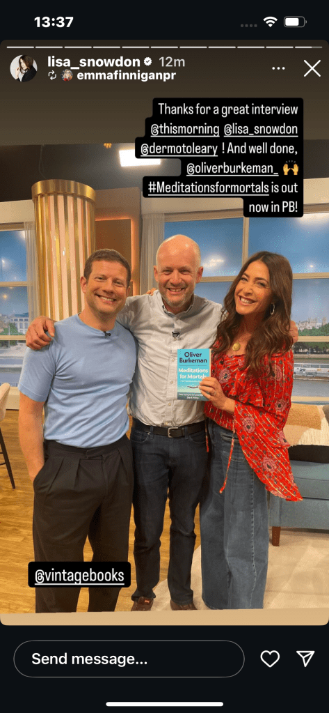 where to get all Lisa Snowdon This Morning outfitsred chiffon metallic thread top blue flared jeans what is Lisa wearing 16 May 2025 Photo Lisa Snowdon