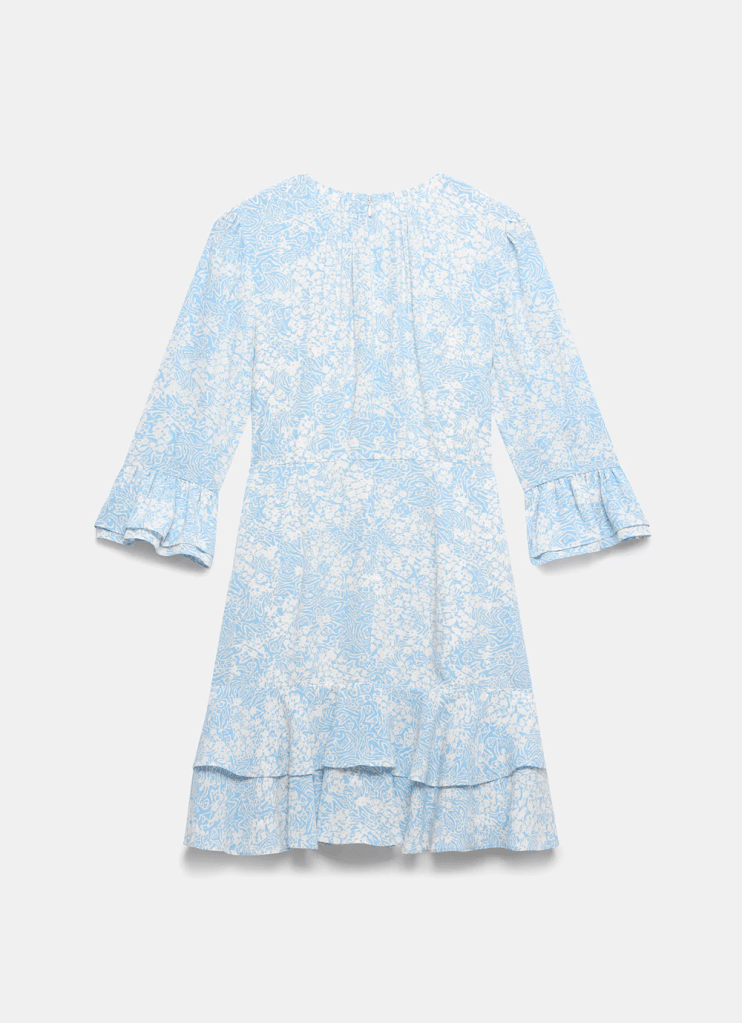 Mint Velvet Blue Floral Print Mini Dress back view