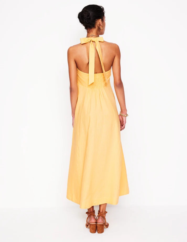 Boden Halter Linen Dress back view