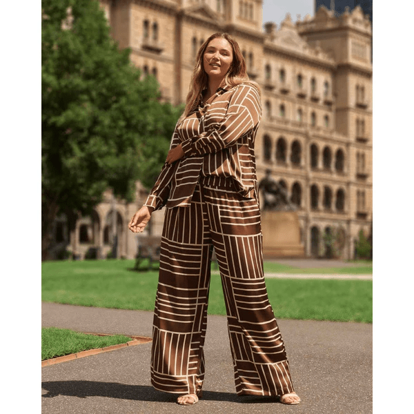 Estelle Josie Geometric Pant in Cedar Crème