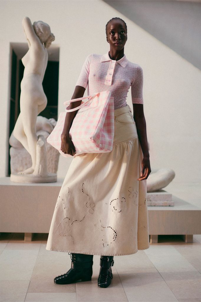 Ganni Broderie Anglaise Denim skirt