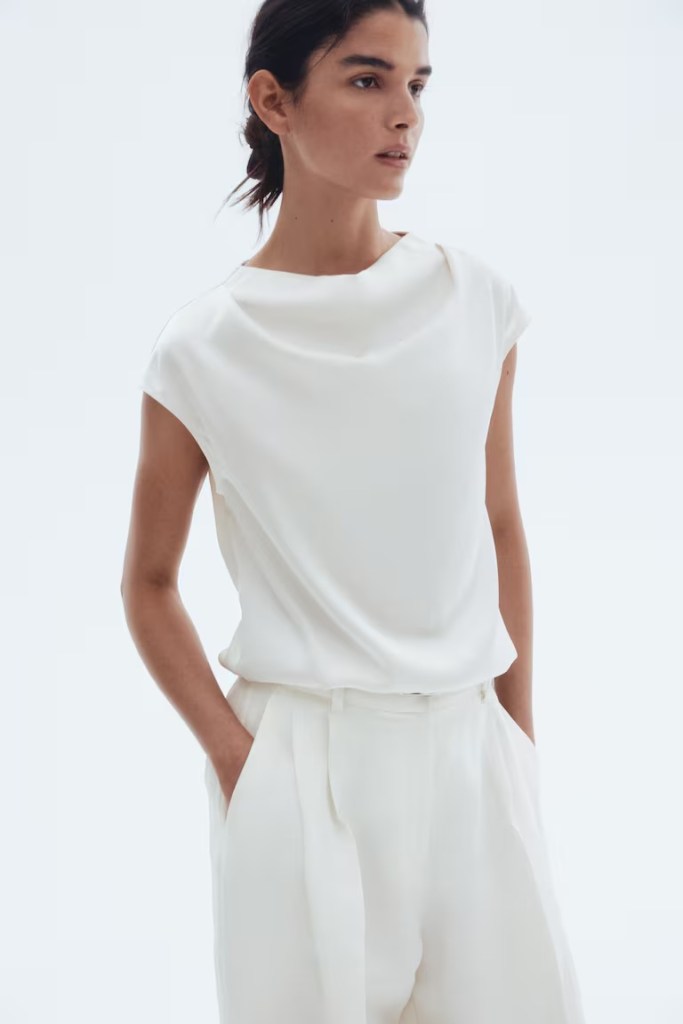 H&M Cap Sleeved Satin Blouse