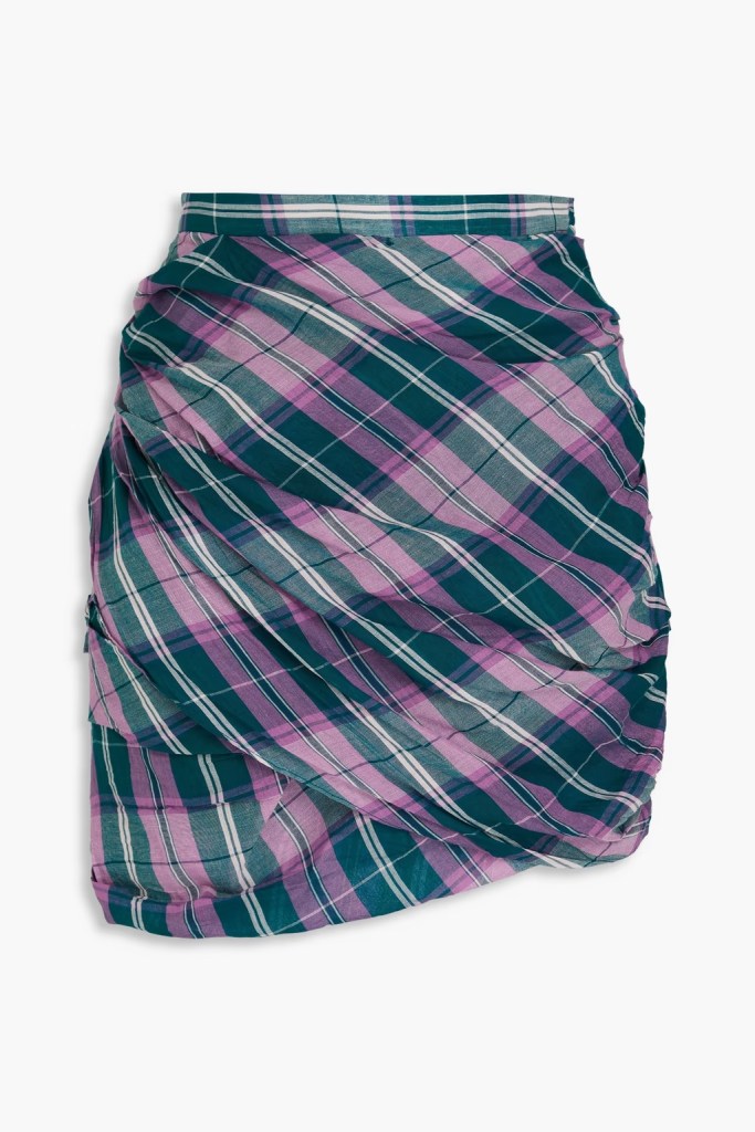 Isabel Marant Etoile Birdy draped checked cotton-gauze mini skirt