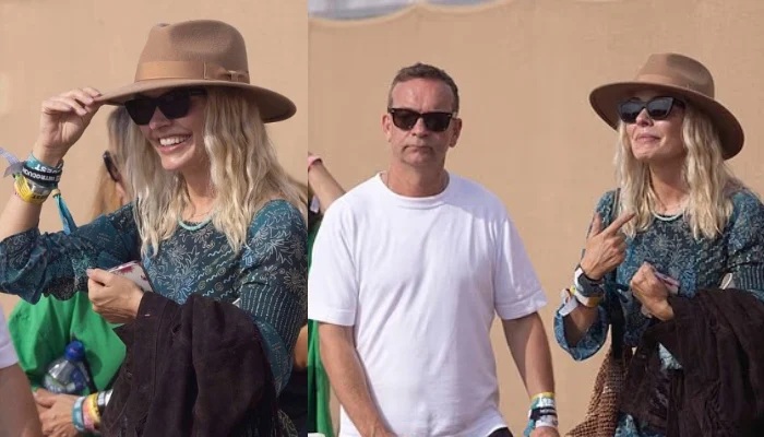 where to get all holly willoughby outfits dresses teal green velour mini dress what is Holly wearing at Glastombury 30 June 2025 Photo Nick Edwards Daily Mail