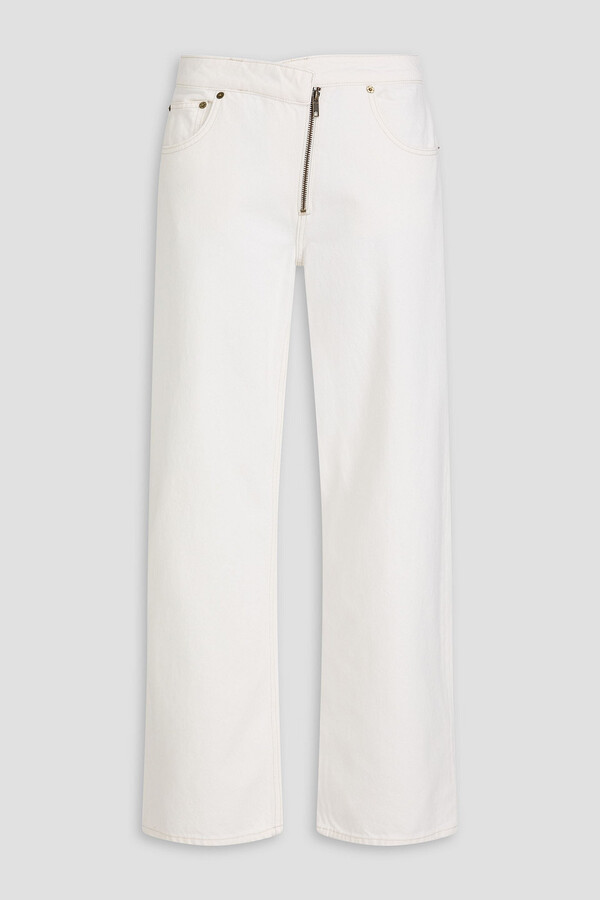 Frame zip detailed high rise barrel leg jeans