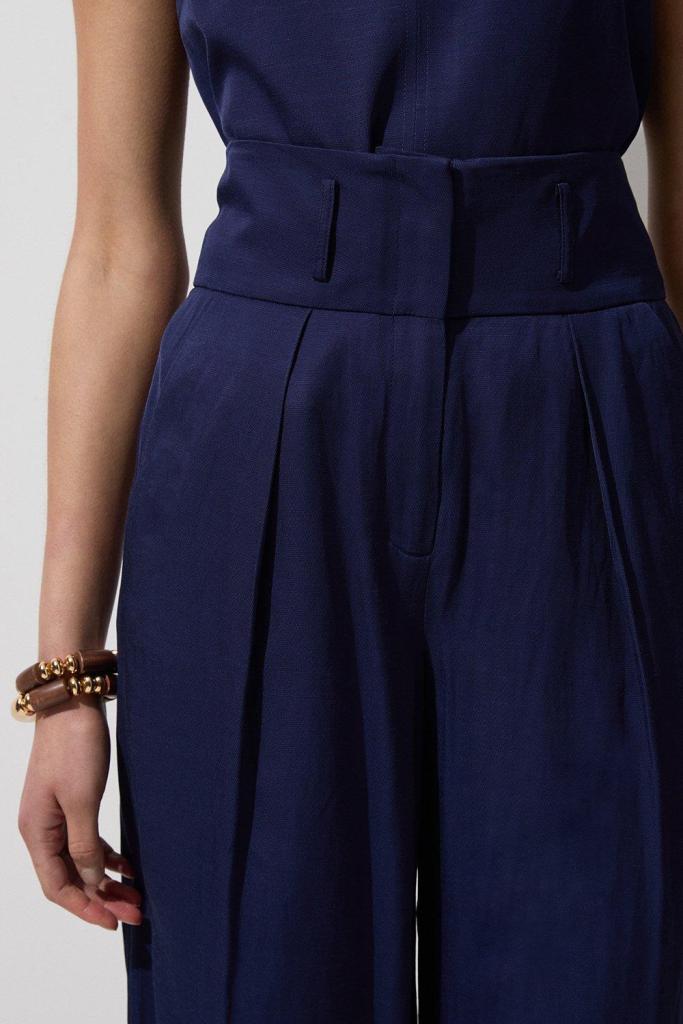 Karen millen Tall Tailored Viscose Linen Wide Leg Trouser