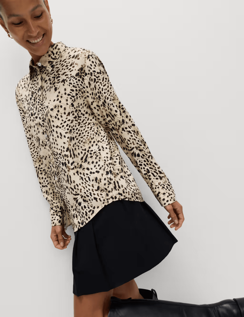 M&S Printed Collared Button Through Shirt