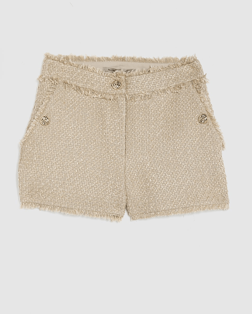 River Island Beige Boucle Fringed Shorts