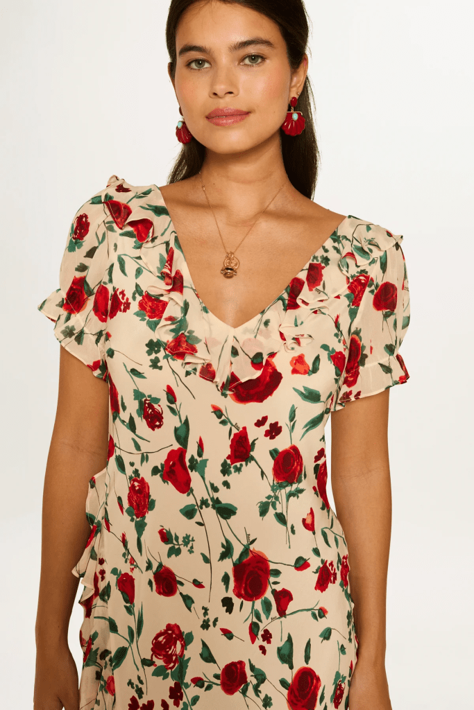 RIXO Clementina Silk Dress detail