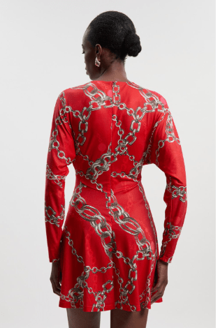 Karen Millen Chain Print Crepe Mini Dress back view