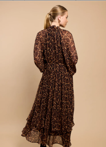 Little Mistress Leopard Print Chiffon Midaxi Dress by Vicky Pattison back view