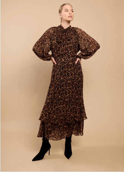Little Mistress Leopard Print Chiffon Midaxi Dress by Vicky Pattison