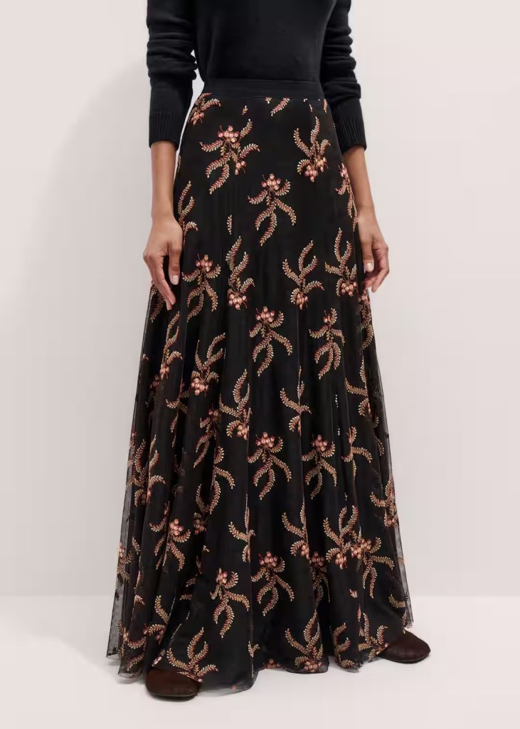 Me + Em Embroidered Maxi Skirt