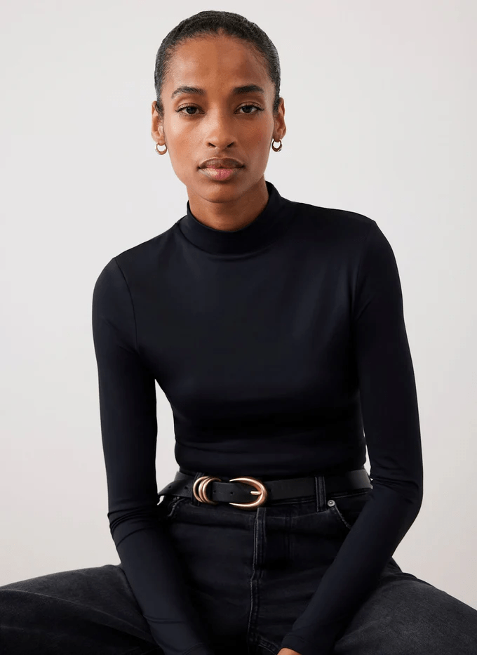 Mint Velvet Black High Neck Layering Top