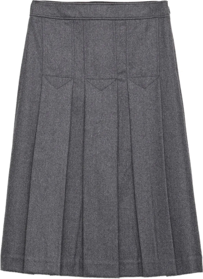 Prada Pleated Flannel Skirt