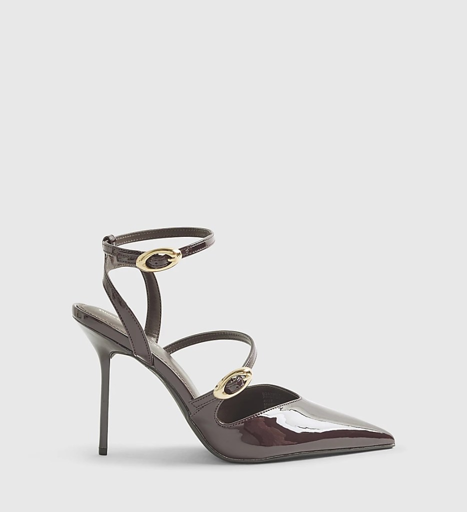 River Island Red Asymmetric Strap Heeled Court Shoes