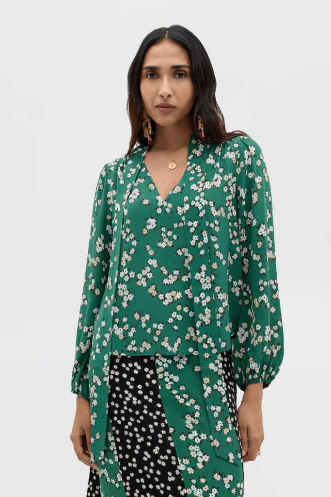 RIXO Moss Silk Blouse