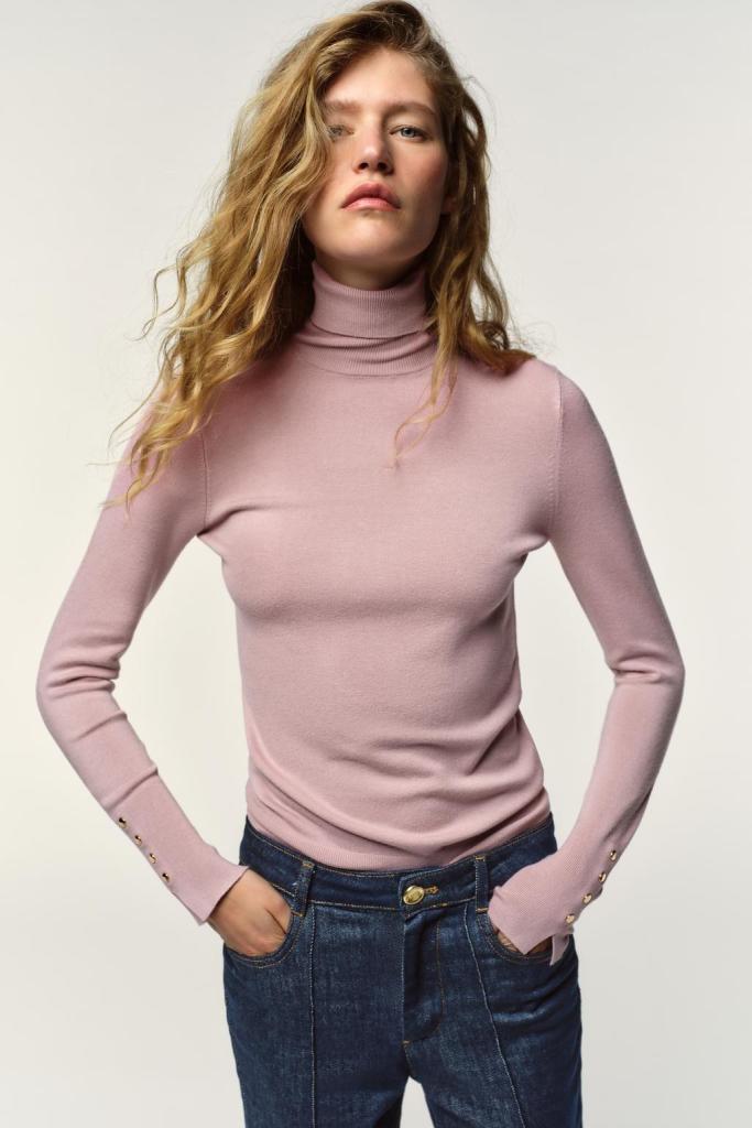 Zara Basic Plain Knit Jumper Dusty Pink