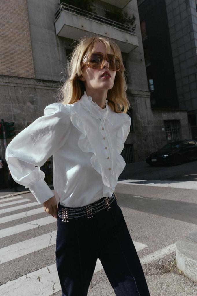 Zara Jacquard Satin Blouse