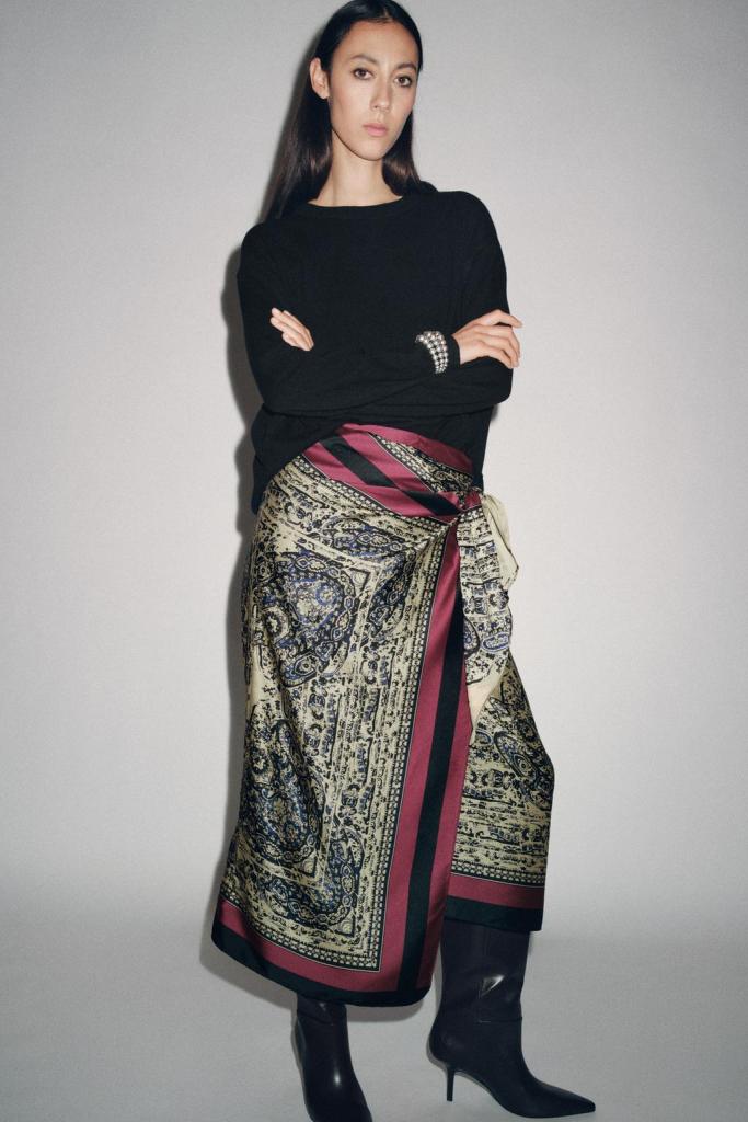 Zara ZW Collection Paisley Sarong Skirt