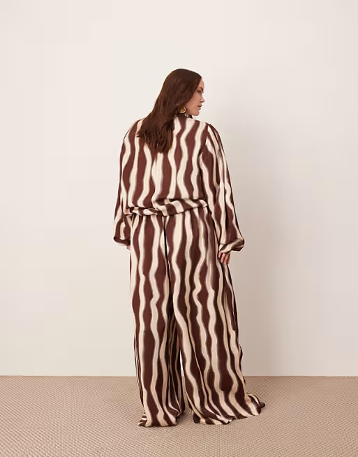 ASOS EDITION Curve super wide leg drawstring waist co-ord back view