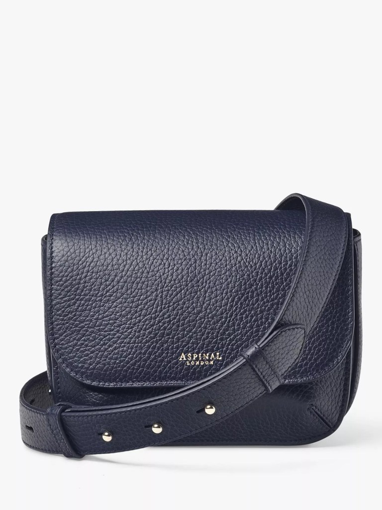 Aspinal o London Ella Pebble Leather Crossbody Bag, Navy