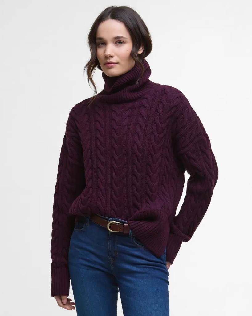 Barbour Embleton Women's Rollneck Jumper -Black Cherry