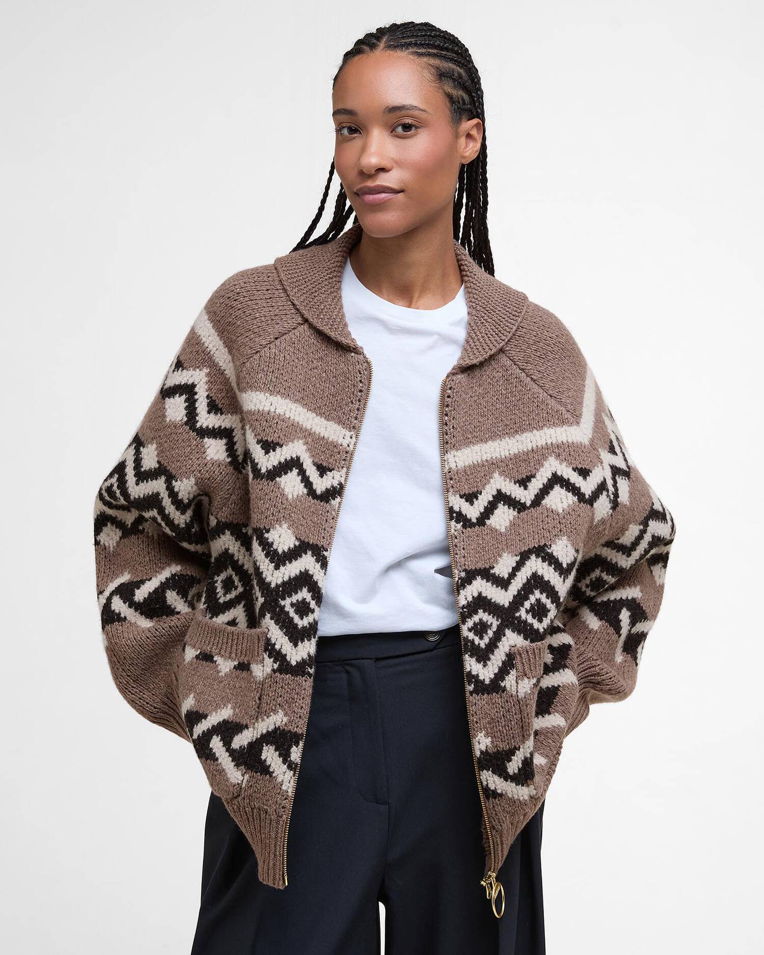 Cat Deeley Brown Fair Isle Cardigan This Morning November 2025