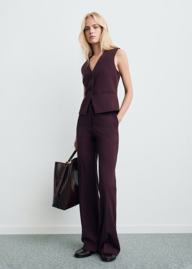 Mango Mid-Rise Flare Trousers