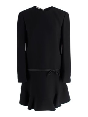 Miu Miu Black Long Sleeve Bow Detail  Mini Dress