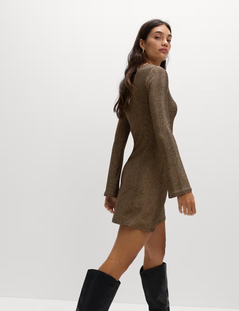 M&S Metallic Mini Shift Dress back view