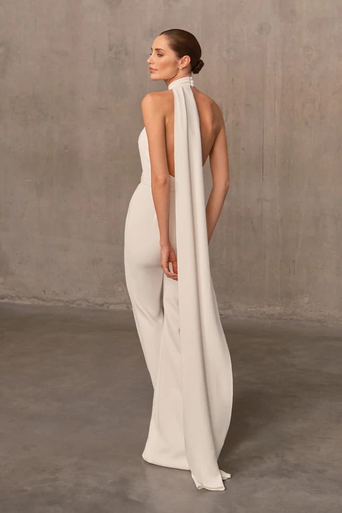 Nadine Merabi Lorrie White Jumpsuit back view
