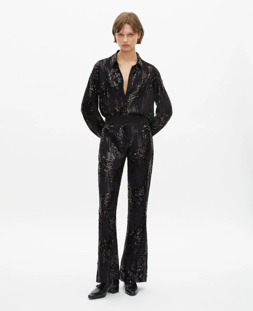 The Kooples Black sequinned flare pants