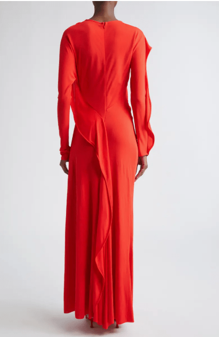Victoria Beckham Draped Jersey Gown back view