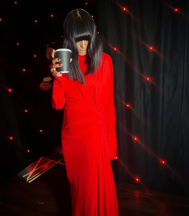 where to get all Claudia Winkleman Strictly Come Dancing outfits red maxi dress what is Claudia wearing 22 November 2025 photo Sinead McKeefry