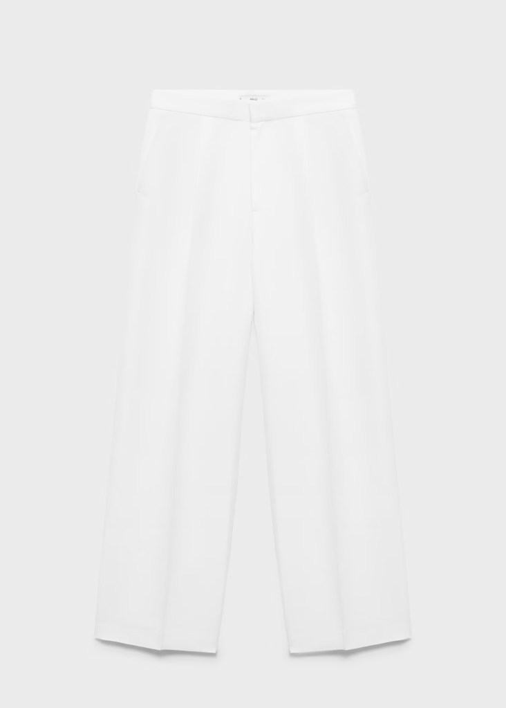 Mango Linen Blend Pleated Trousers