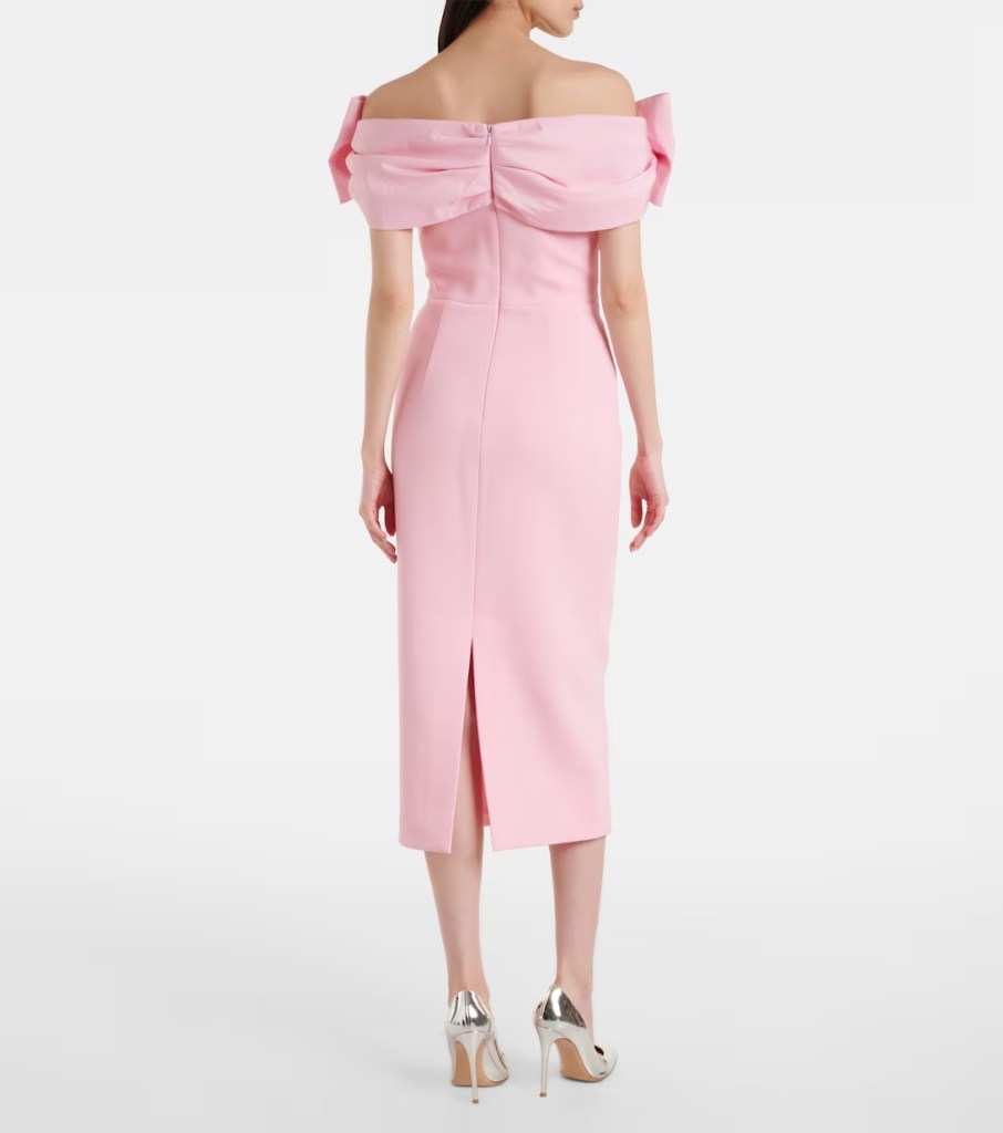 Rebecca Vallance Isabella bow-detail crêpe midi dress back view