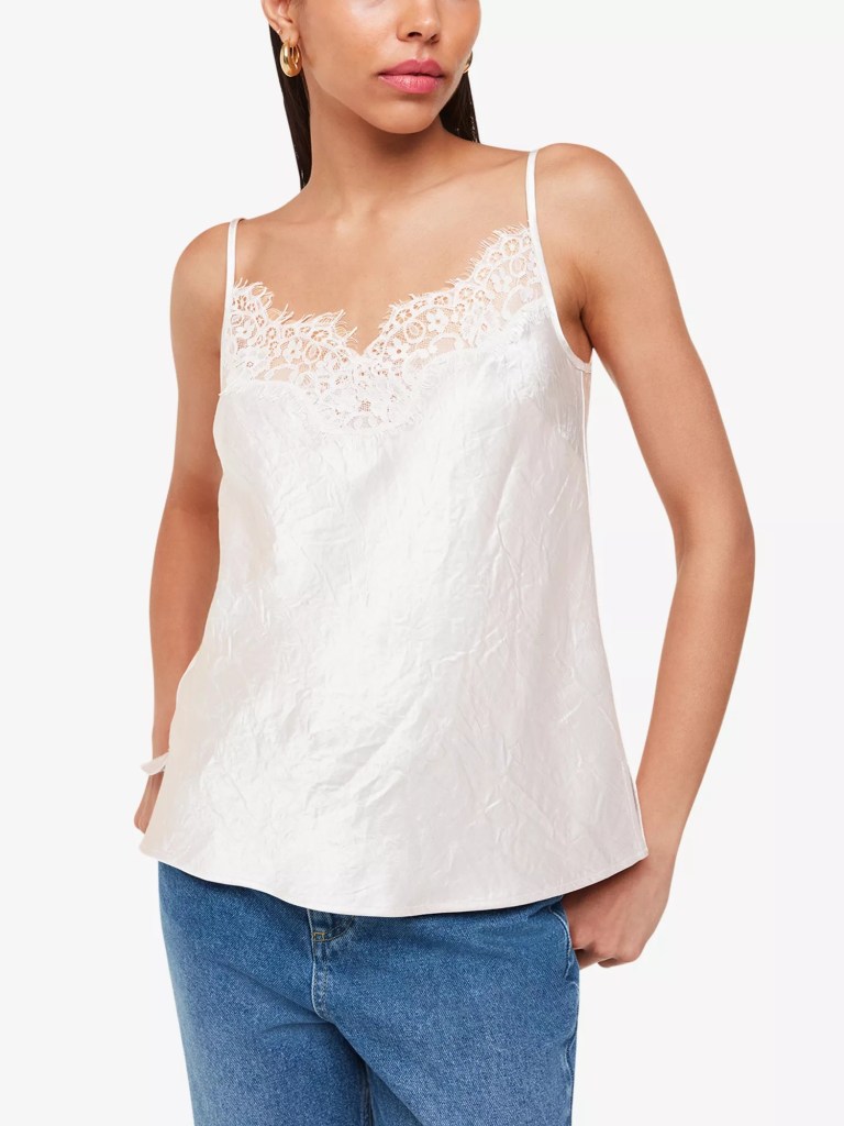 Whistles Lace-trim regular-fit satin cami