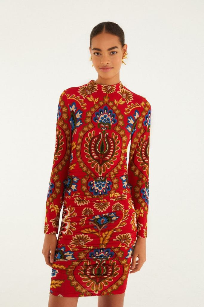 Farm Rio Folk Tapestry Jersey Mini Dress