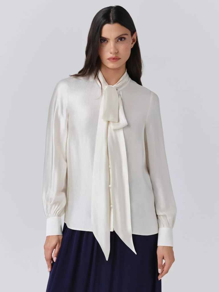 Ghost Anna Tie Neck Satin Shirt