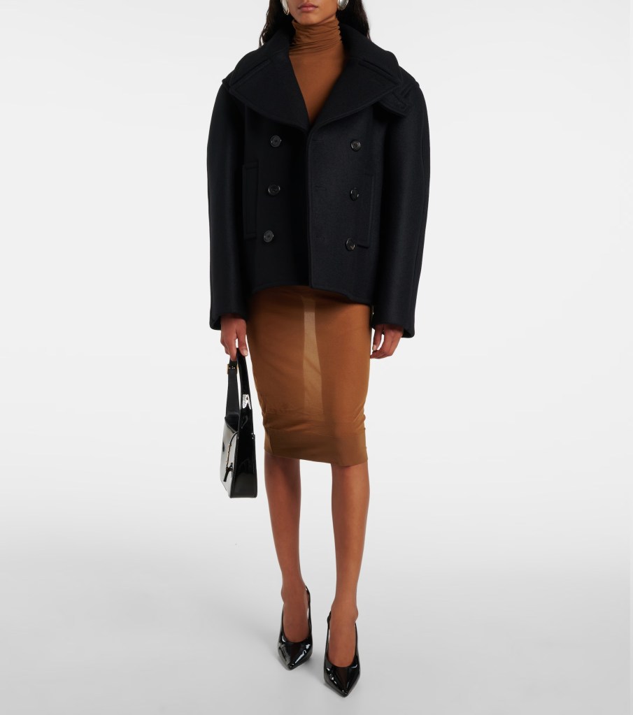 Saint Laurent Oversized Virgin Wool Peacoat